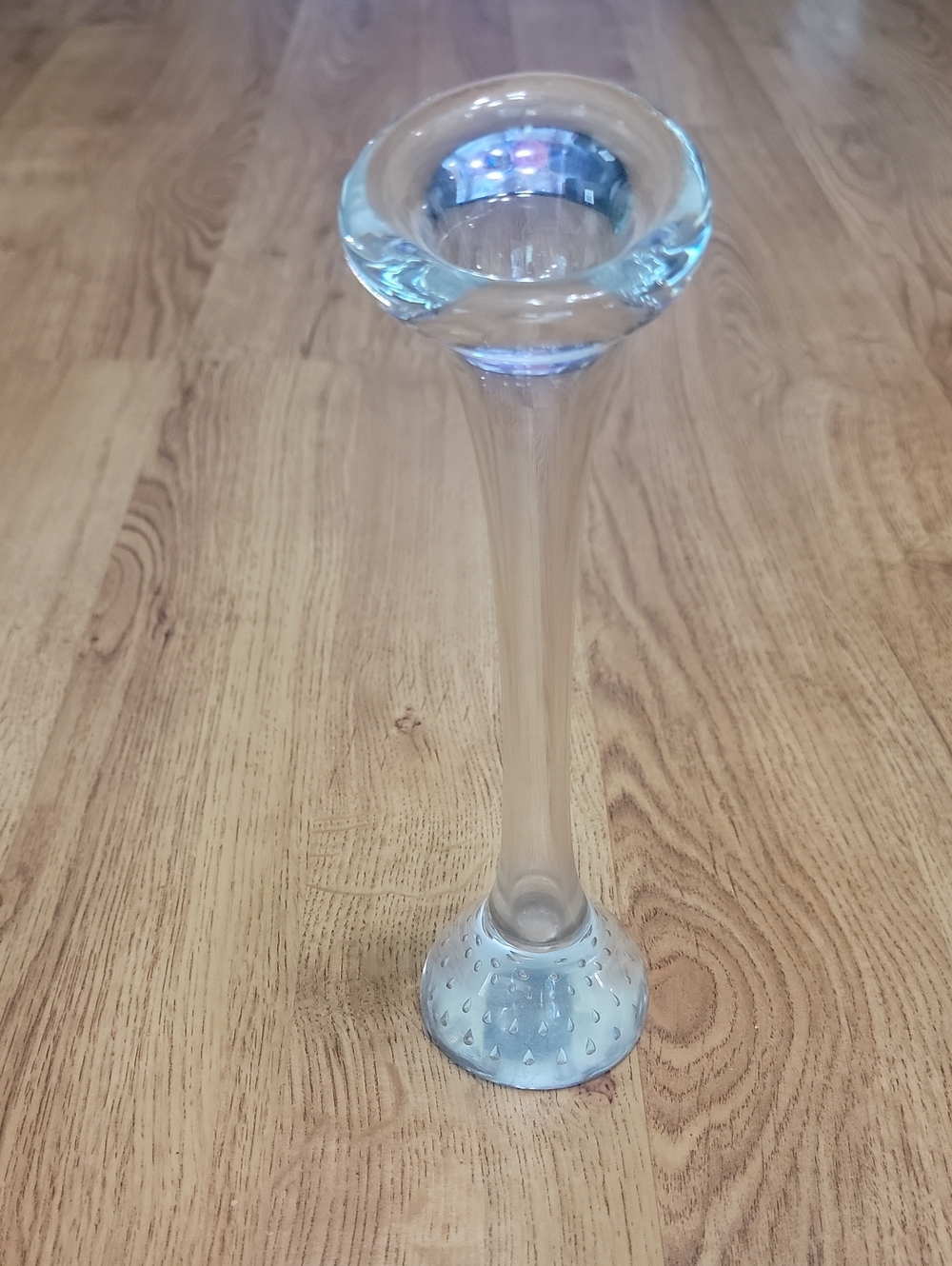 Aseda Glasbruk Clear Glass Bubble Base Bud Vase 8 3/4"